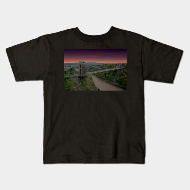 Clifton Suspension Bridge Kids T-Shirt by Graz-Photos